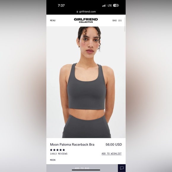 Girlfriend Collective Paloma sports bra in moon - Picture 2 of 4